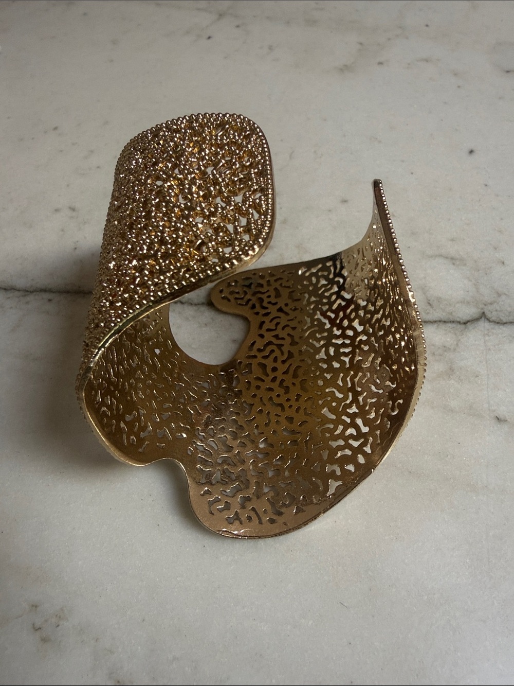 Gold Filigree Statement Cuff Bracelet - Picture 5 of 6